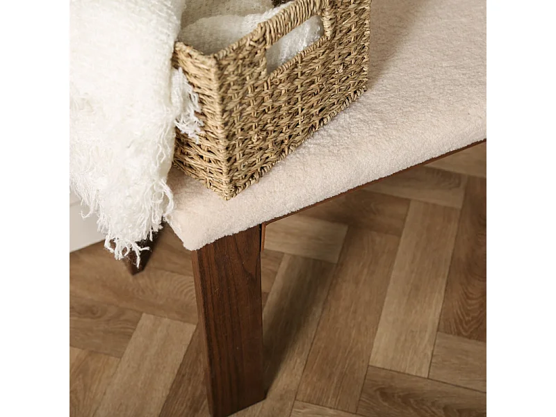 Banc en Tissu Polaire "Chester" 120cm Blanc