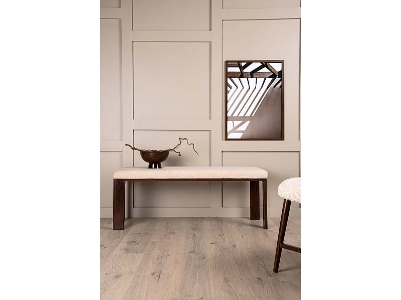 Banc en Tissu Polaire "Chester" 120cm Blanc