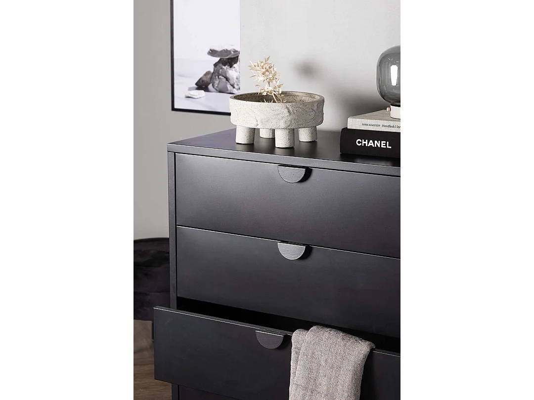 Piring Kommode 4 Schubladen schwarz.