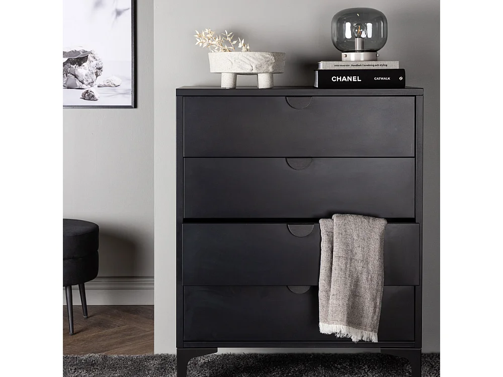 Commode Design 4 Tiroirs "Piring" 98cm Noir