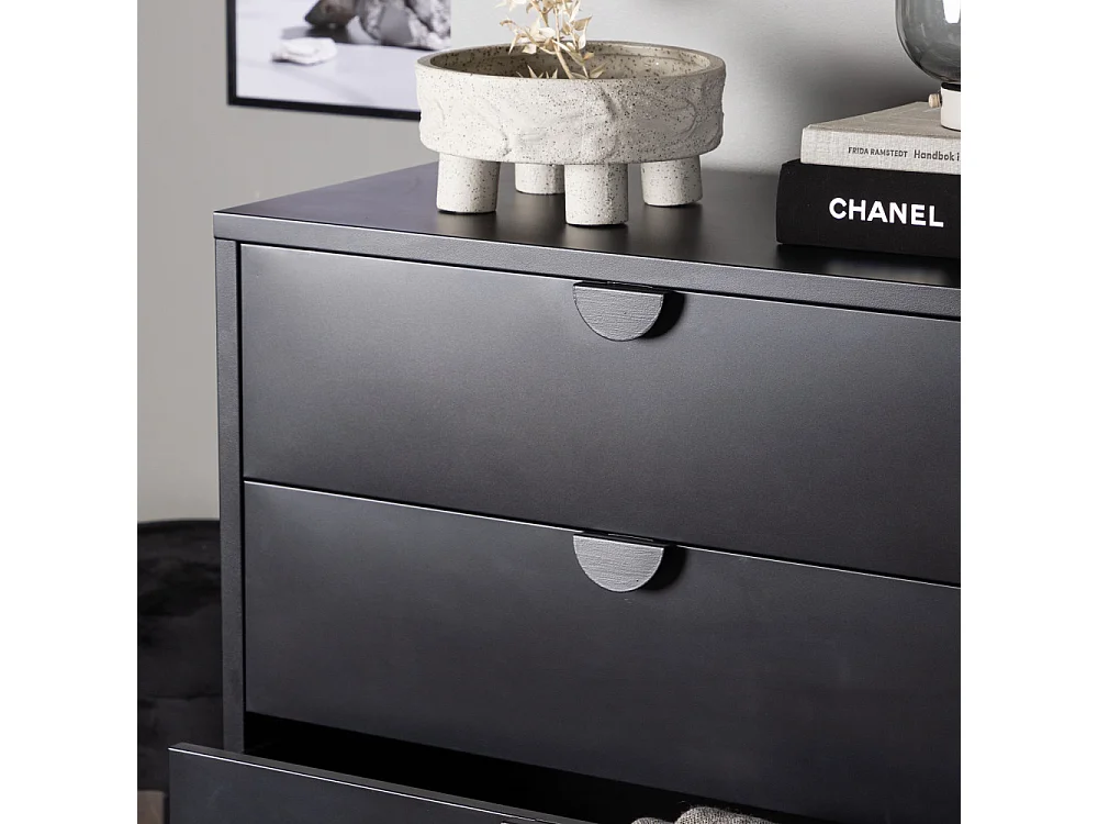 Commode Design 4 Tiroirs "Piring" 98cm Noir