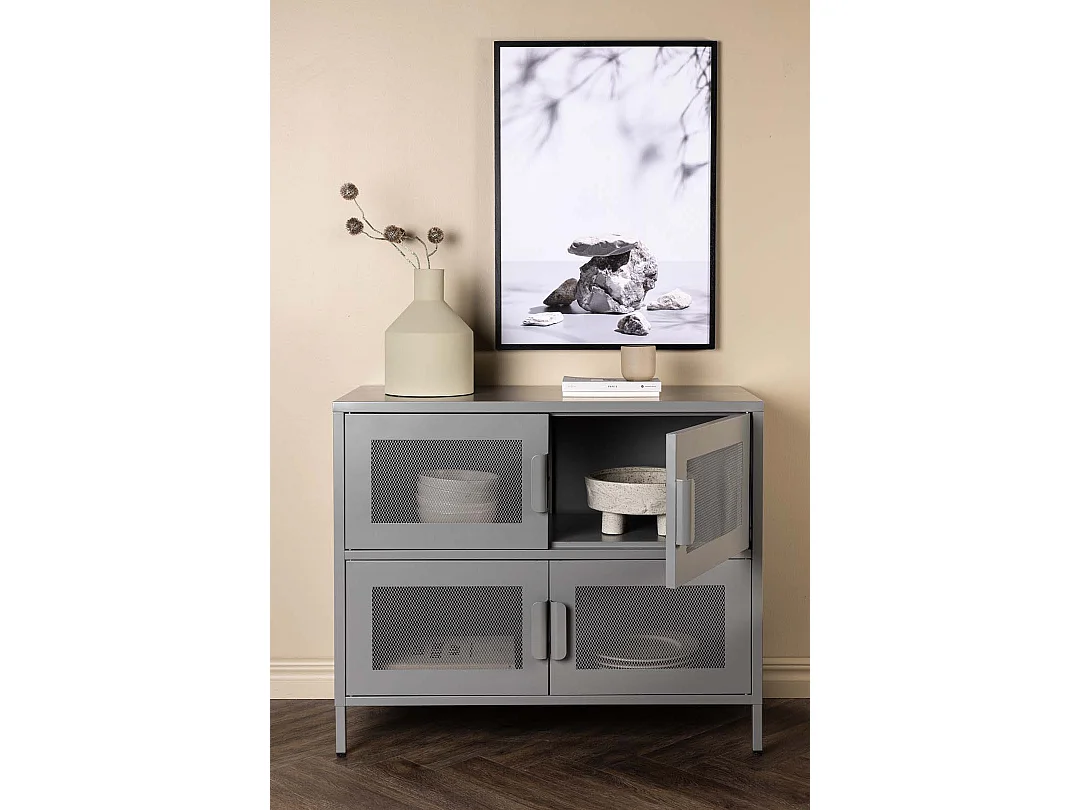 Nett Sideboard 4 Türen hellgrau.