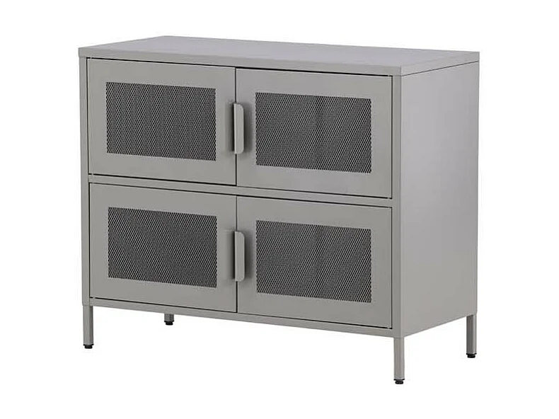 Buffet 4 Portes en Métal "Nett" 90cm Gris Clair