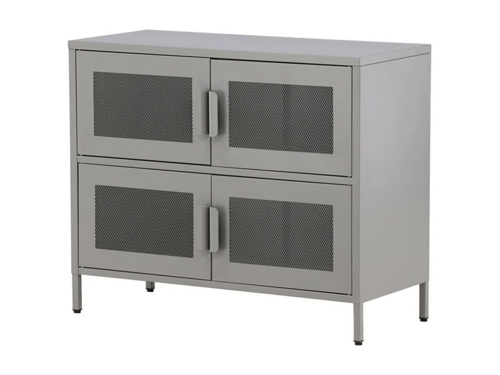 Buffet 4 Portes en Métal "Nett" 90cm Gris Clair