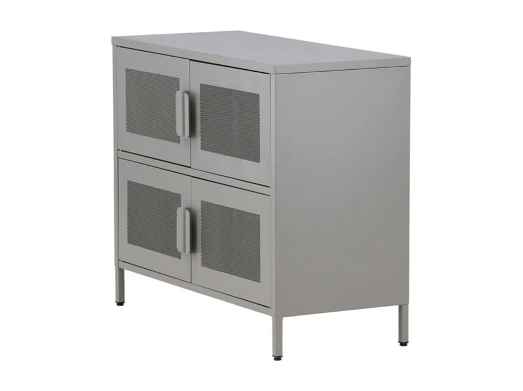 Buffet 4 Portes en Métal "Nett" 90cm Gris Clair