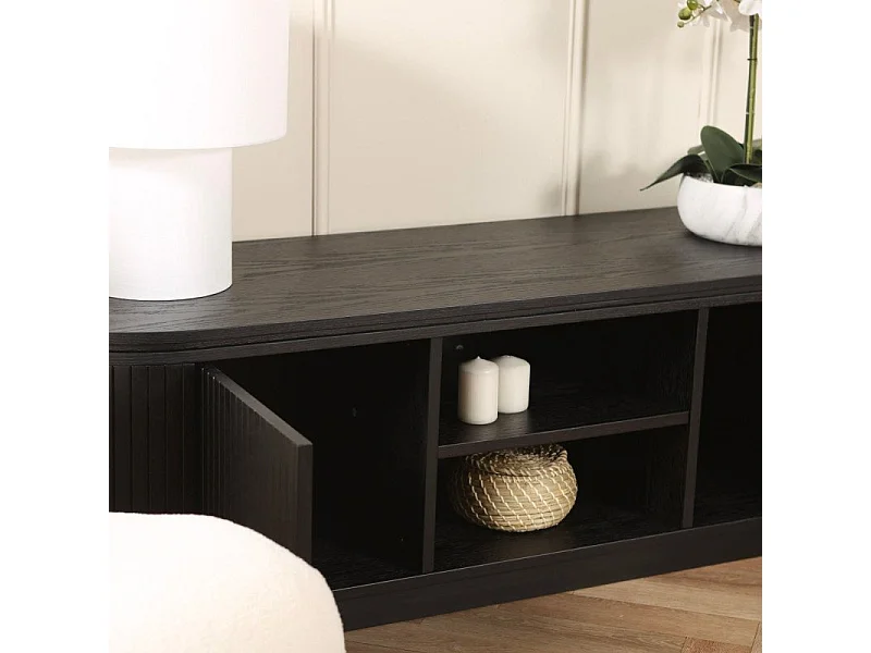 FjällbackaL dressoir 2 deuren 1 plank zwart.