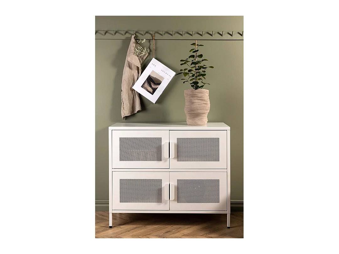 Buffet 4 Portes en Métal "Nett" 90cm Blanc