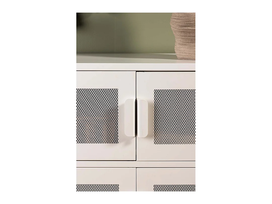 Buffet 4 Portes en Métal "Nett" 90cm Blanc