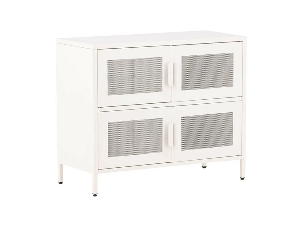 Buffet 4 Portes en Métal "Nett" 90cm Blanc