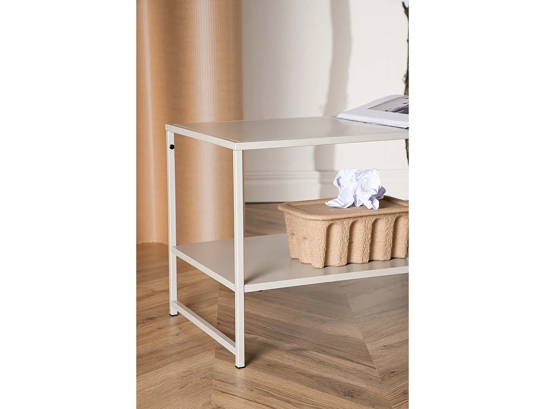 Staal salontafel , bijzettafel beige.