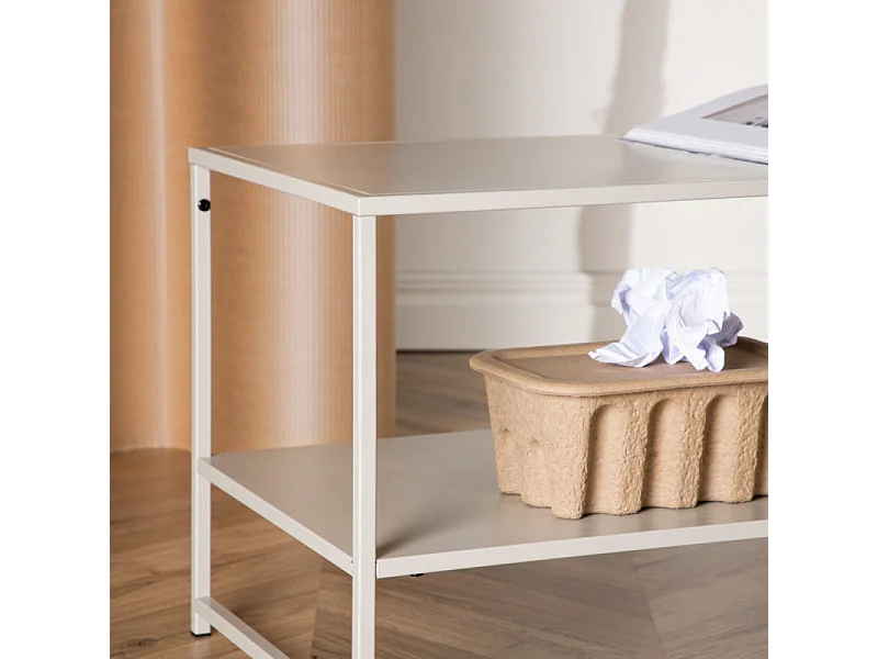 Staal salontafel , bijzettafel beige.