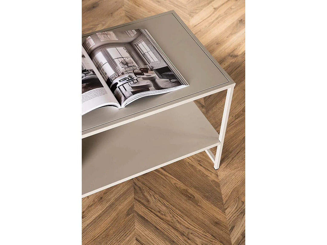 Table Basse Avec Étagère "Staal" 102cm Beige