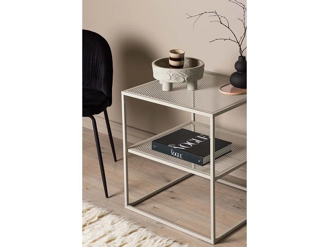 Table d'Appoint Avec Étagère "Netz" 60cm Beige