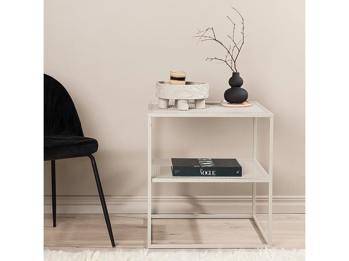 Table d'Appoint Avec Étagère "Netz" 60cm Beige