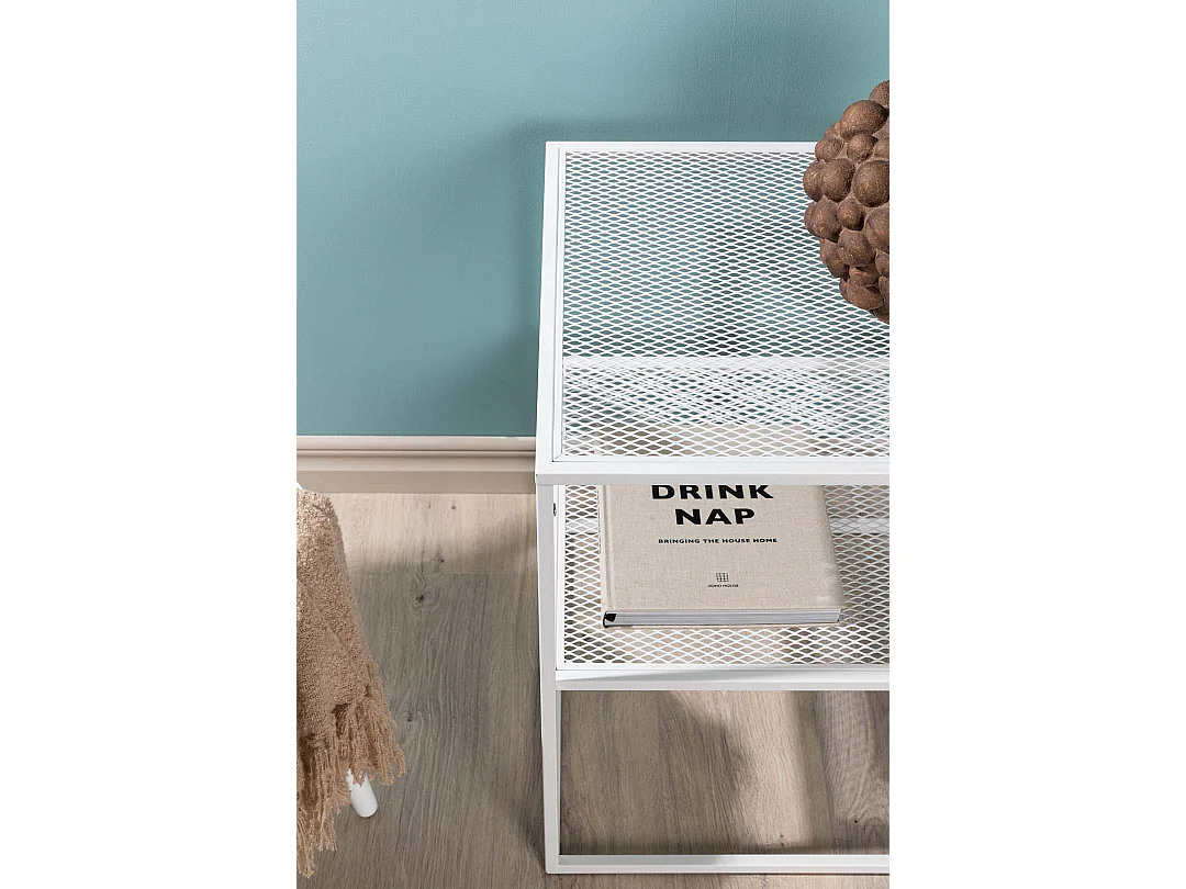 Table d'Appoint Avec Étagère "Netz" 60cm Blanc