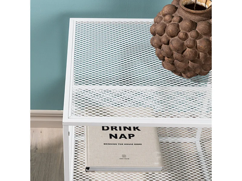 Table d'Appoint Avec Étagère "Netz" 60cm Blanc