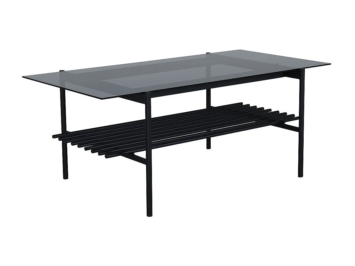 VonStaf salontafel met plank 60x120 cm glas zwart.