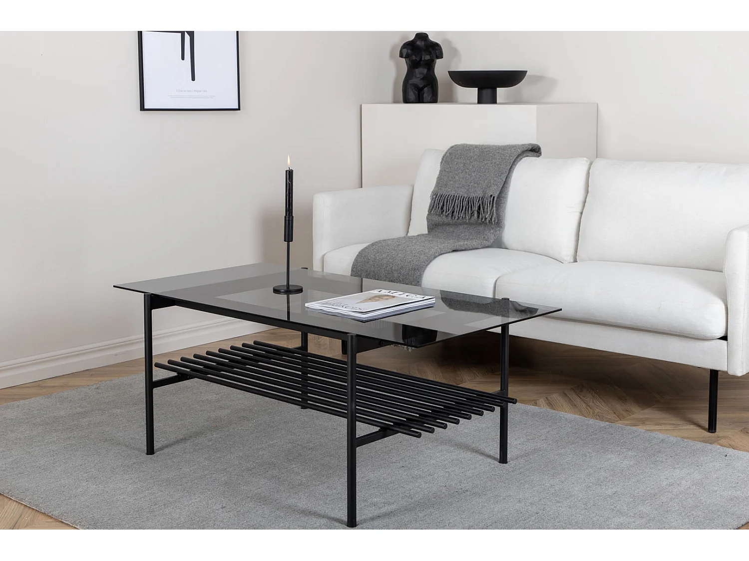 Table Basse en Verre "Von Staf" 120cm Noir