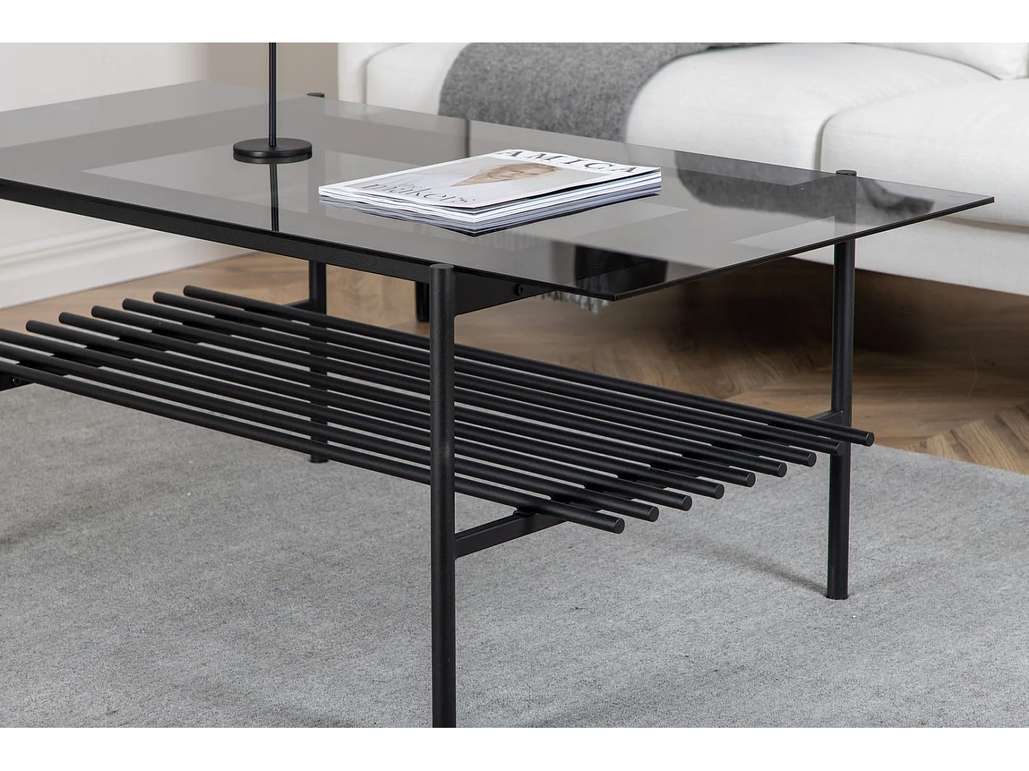 Table Basse en Verre "Von Staf" 120cm Noir