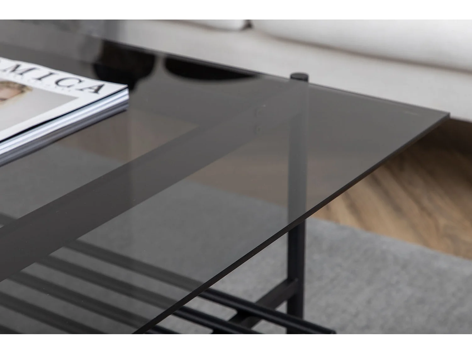 Table Basse en Verre "Von Staf" 120cm Noir