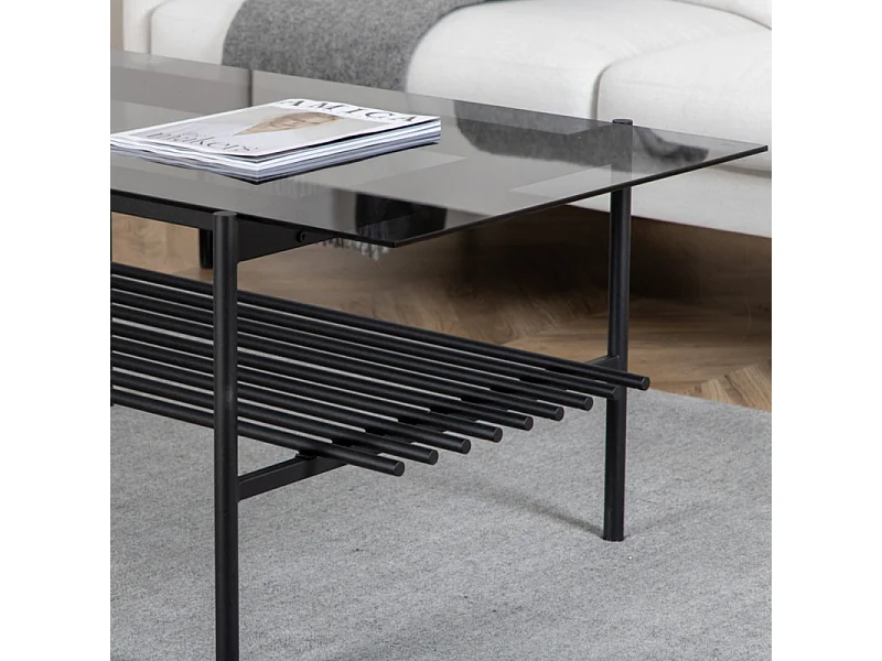 Table Basse en Verre "Von Staf" 120cm Noir