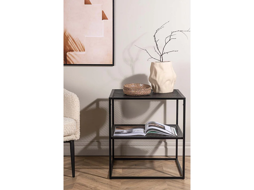 Table d'Appoint Avec Étagère "Netz" 60cm Noir