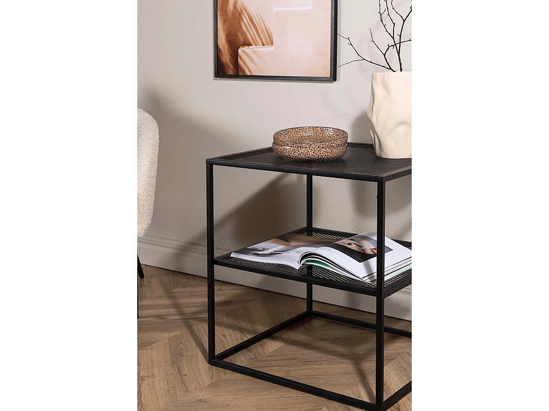 Table d'Appoint Avec Étagère "Netz" 60cm Noir