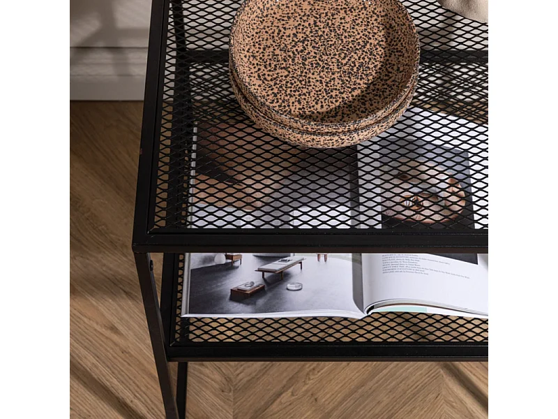 Table d'Appoint Avec Étagère "Netz" 60cm Noir