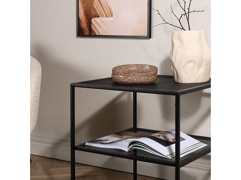 Table d'Appoint Avec Étagère "Netz" 60cm Noir