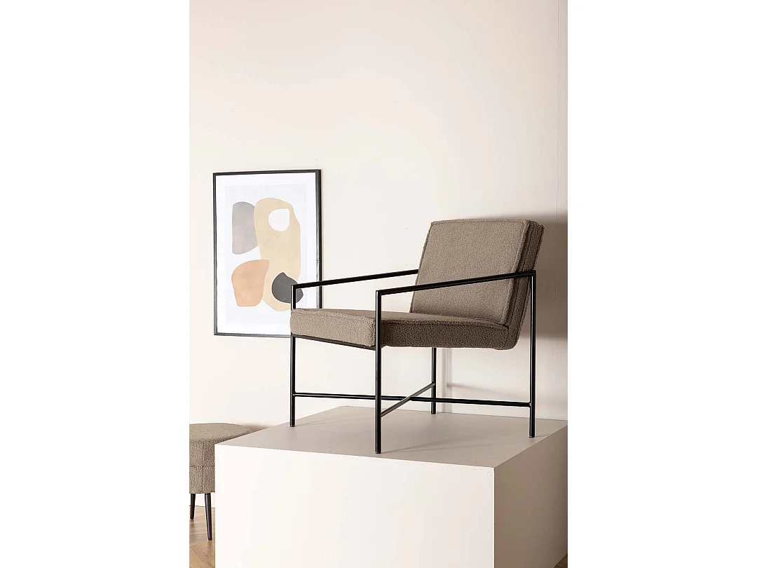 Fauteuil Design Bouclette "Rakel" 78cm Grège