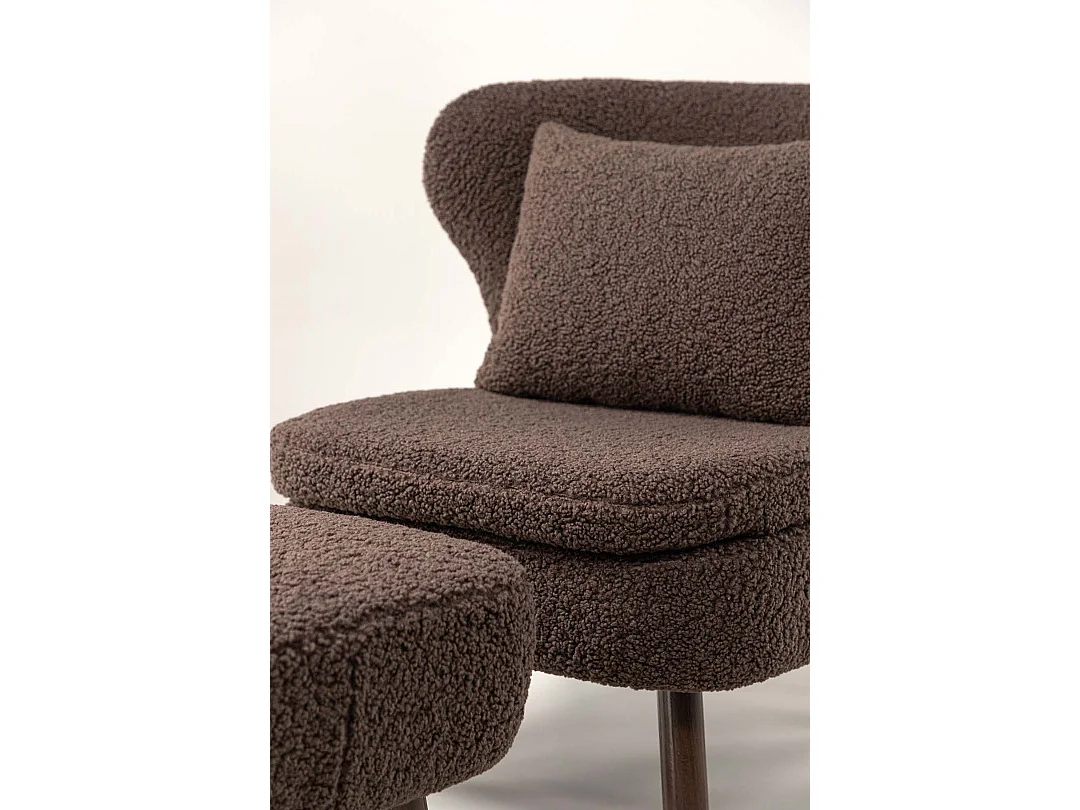 Fauteuil & Pouf Bouclette "Ryxo" 85cm Marron