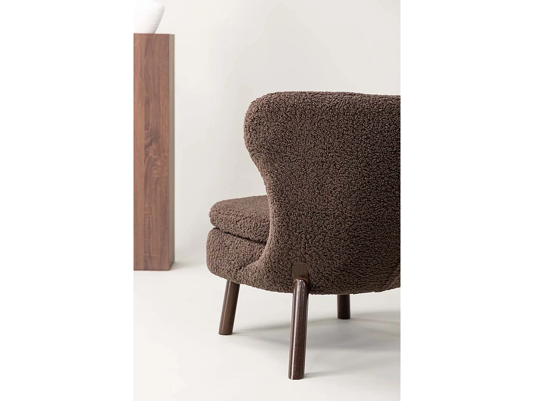 Fauteuil & Pouf Bouclette "Ryxo" 85cm Marron