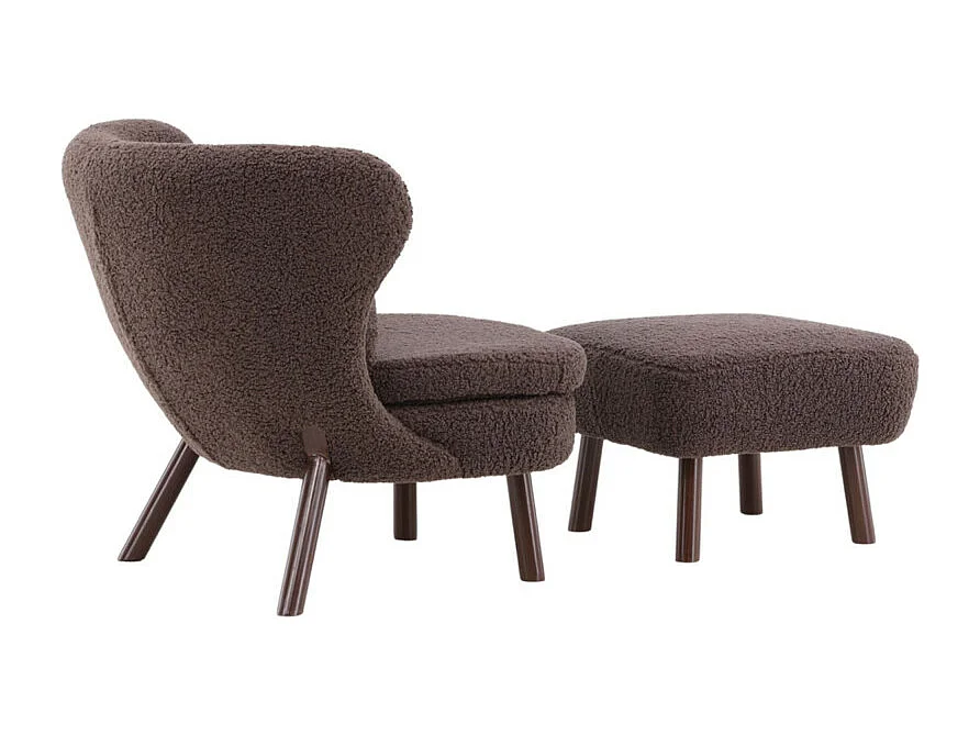 Fauteuil & Pouf Bouclette "Ryxo" 85cm Marron