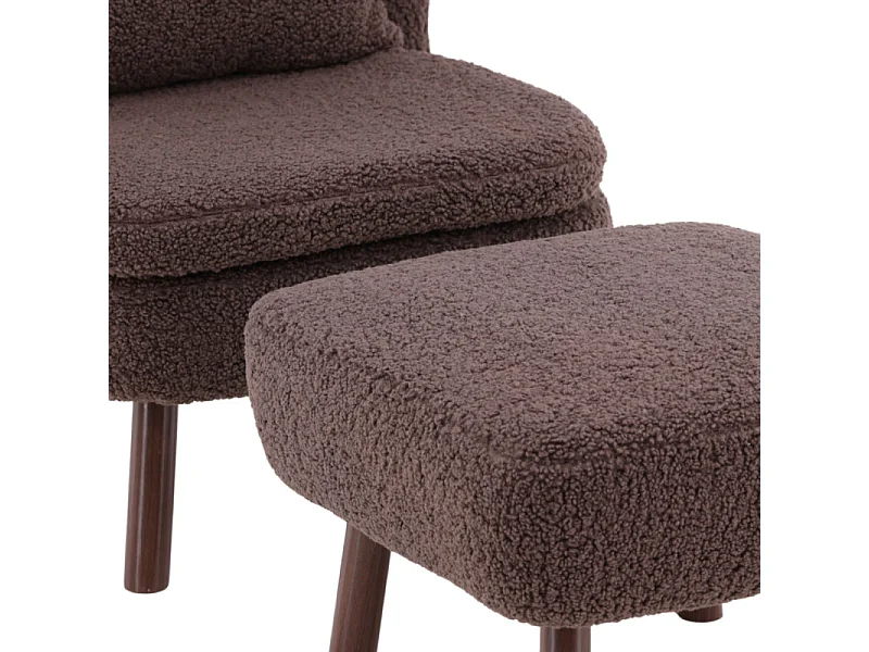 Fauteuil & Pouf Bouclette "Ryxo" 85cm Marron