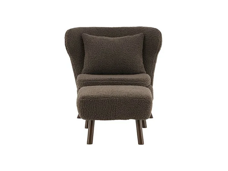 Fauteuil & Pouf Bouclette "Ryxo" 85cm Marron