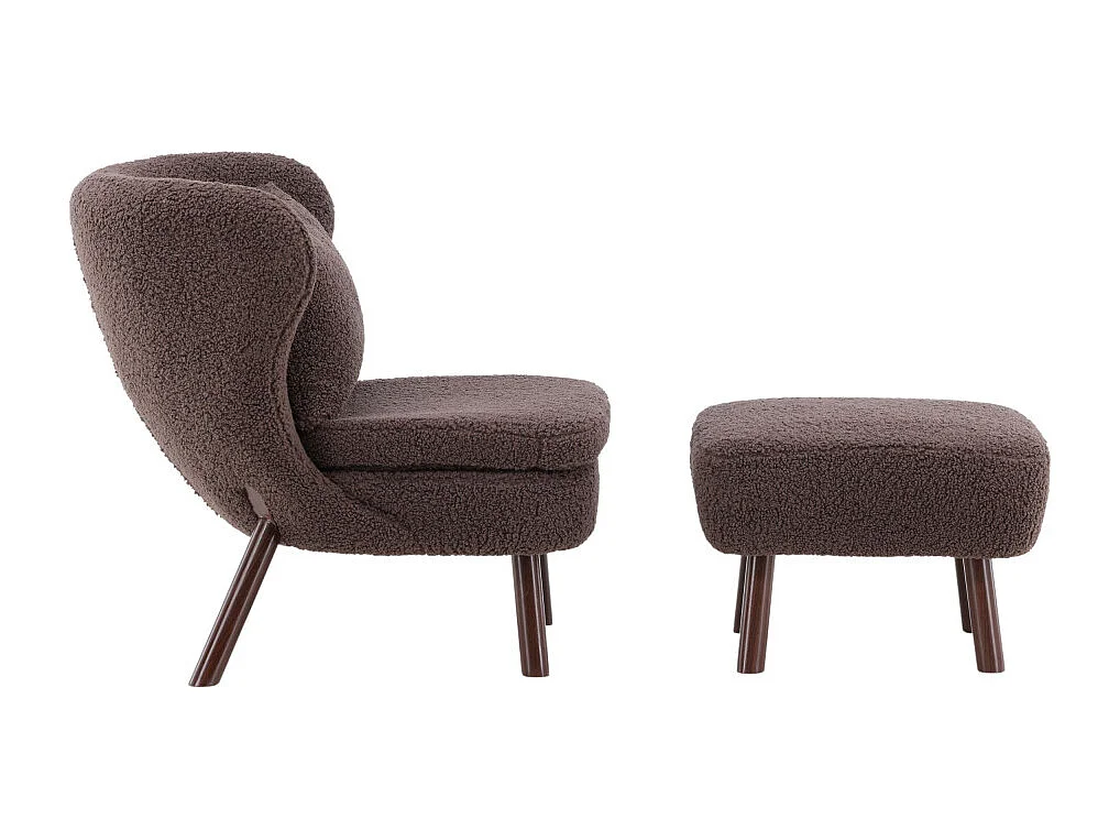 Fauteuil & Pouf Bouclette "Ryxo" 85cm Marron