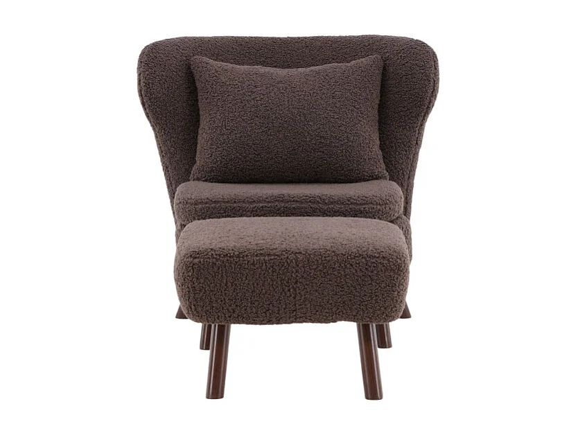 Fauteuil & Pouf Bouclette "Ryxo" 85cm Marron