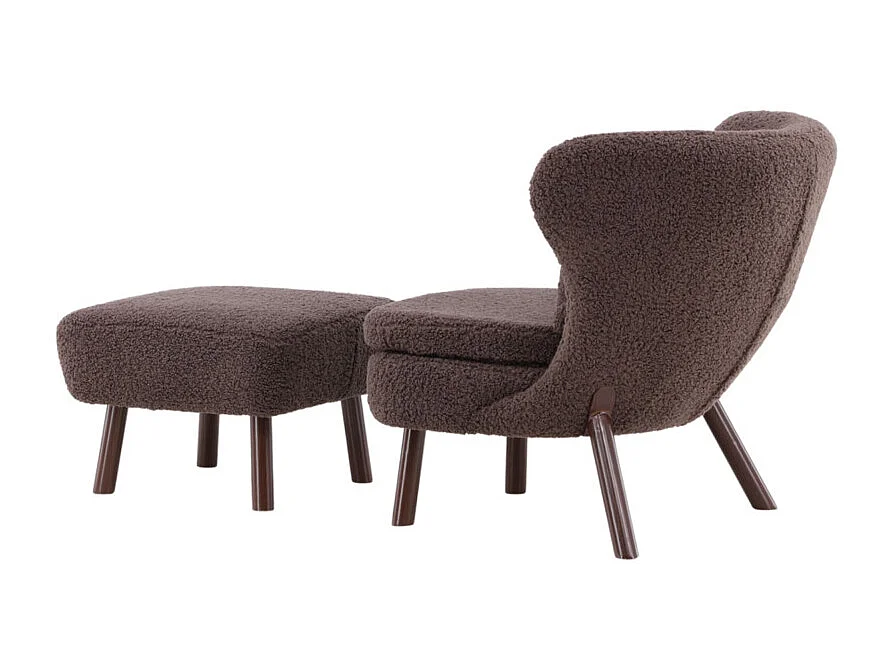 Fauteuil & Pouf Bouclette "Ryxo" 85cm Marron