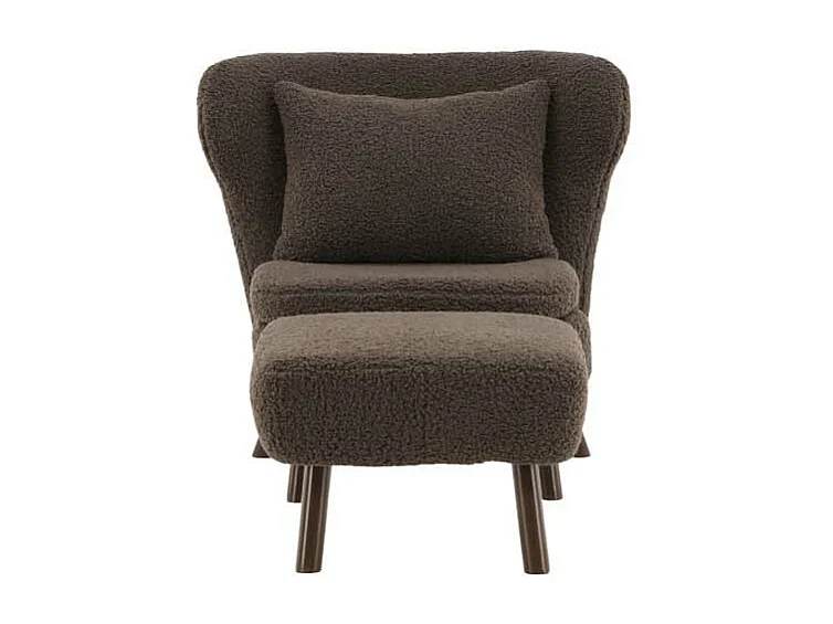 Fauteuil & Pouf Bouclette "Ryxo" 85cm Marron