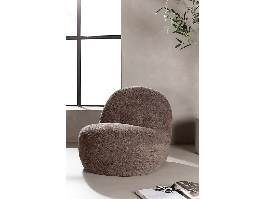 Fauteuil Design Bouclette "Ohama" 87cm Marron