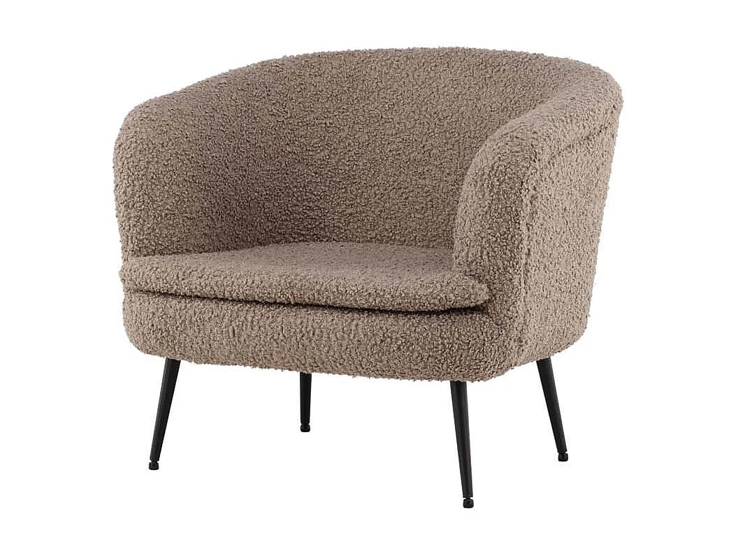 Fauteuil Design Bouclette "Nordkoster" 81cm Beige Foncé