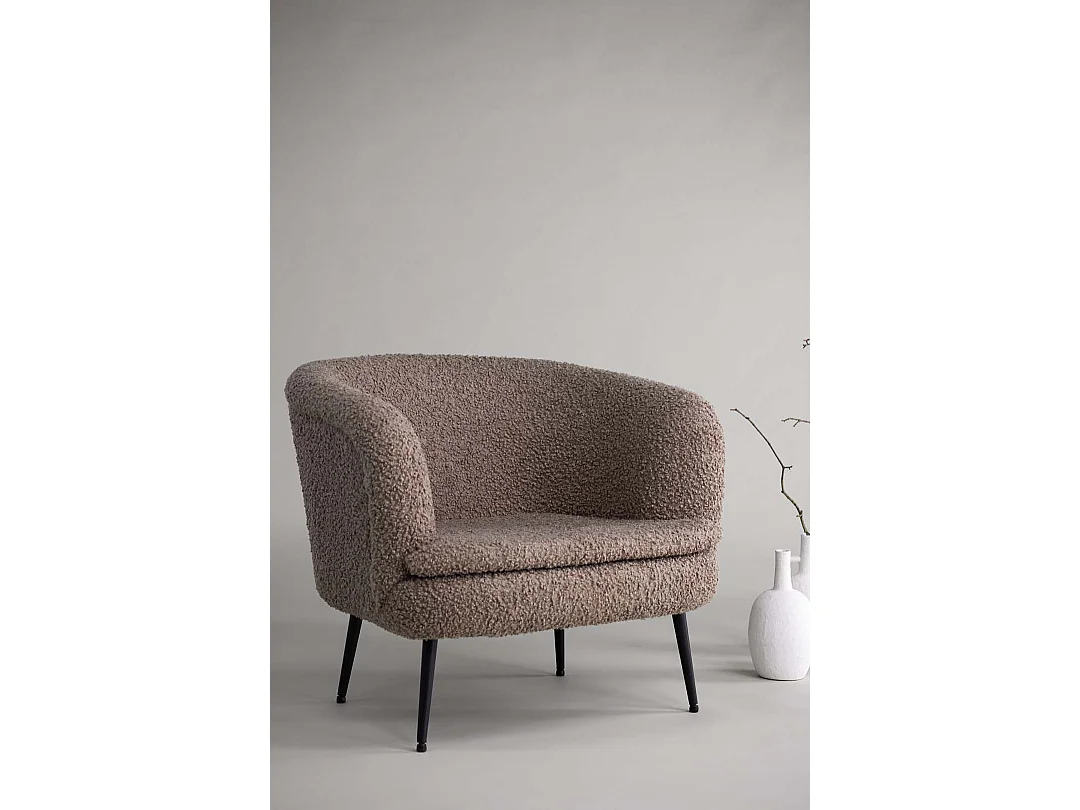 Fauteuil Design Bouclette "Nordkoster" 81cm Beige Foncé