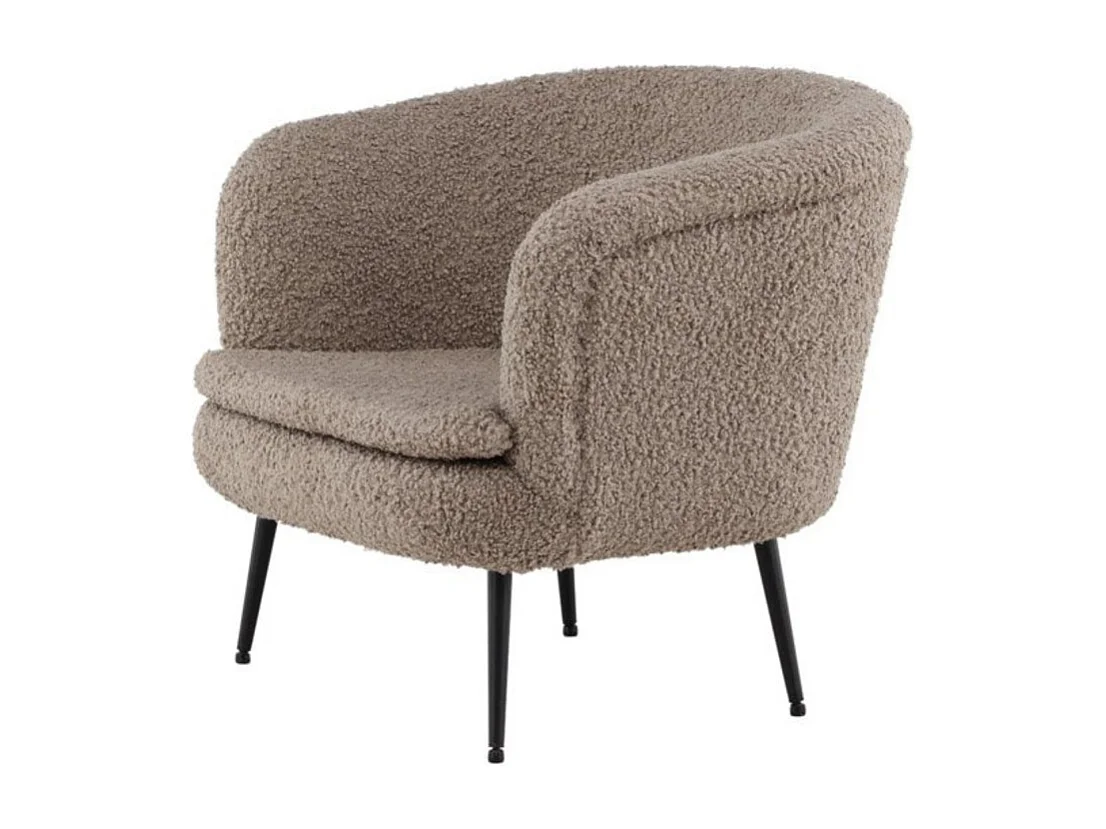 Fauteuil Design Bouclette "Nordkoster" 81cm Beige Foncé