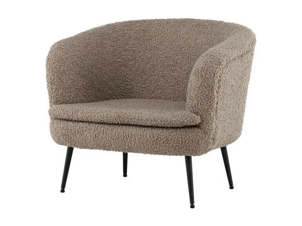 Fauteuil Design Bouclette "Nordkoster" 81cm Beige Foncé