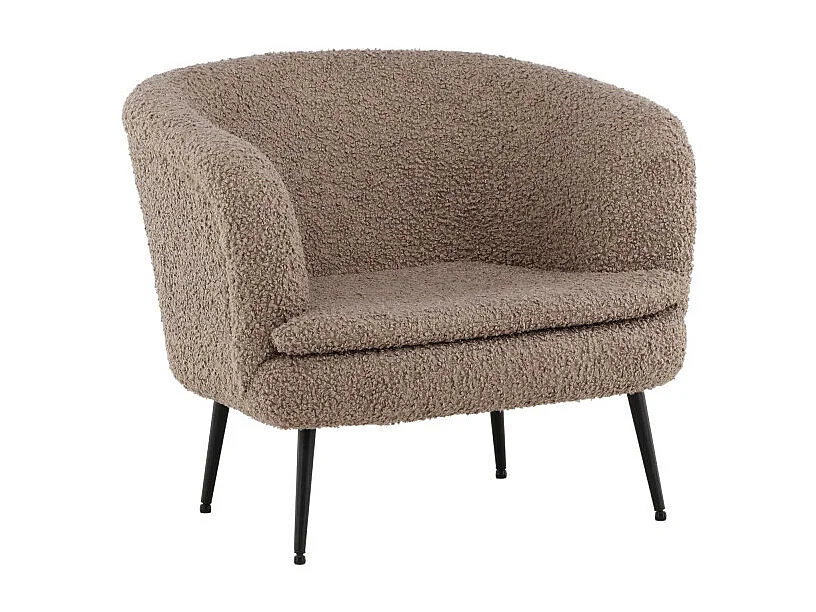 Fauteuil Design Bouclette "Nordkoster" 81cm Beige Foncé