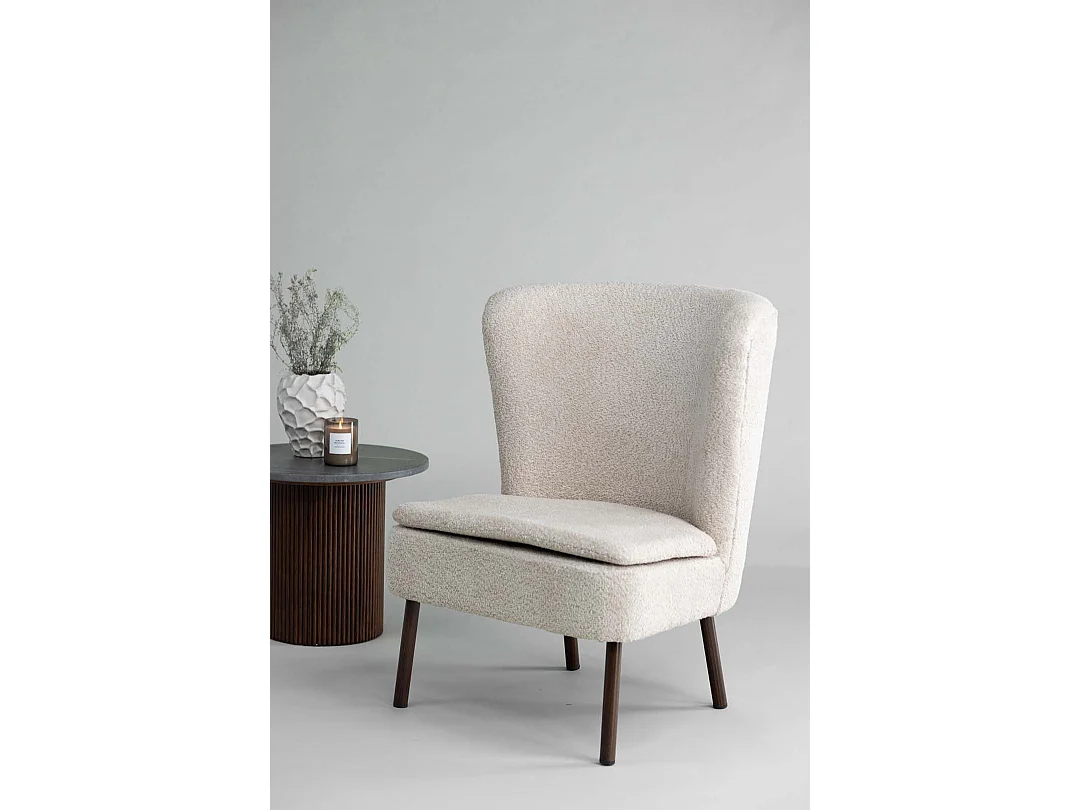 Fauteuil Design Bouclette "Hallso" 92cm Beige