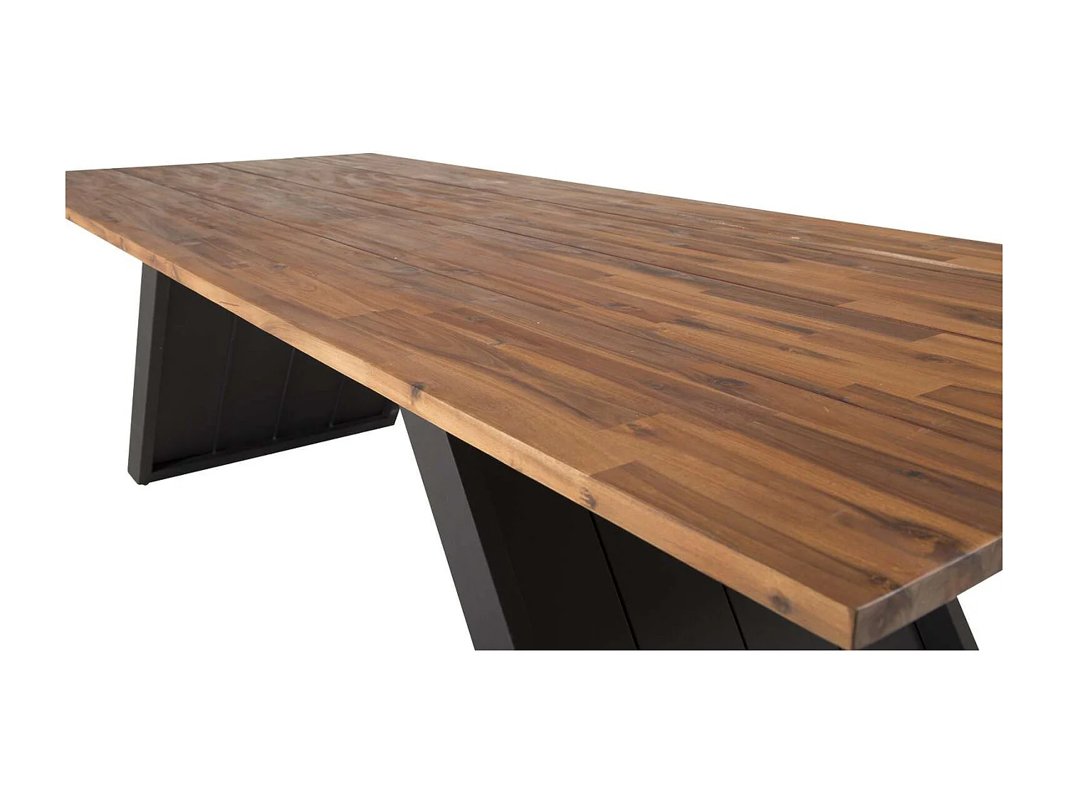 Doory Table de salle à manger, aspect teck huilé, noir.