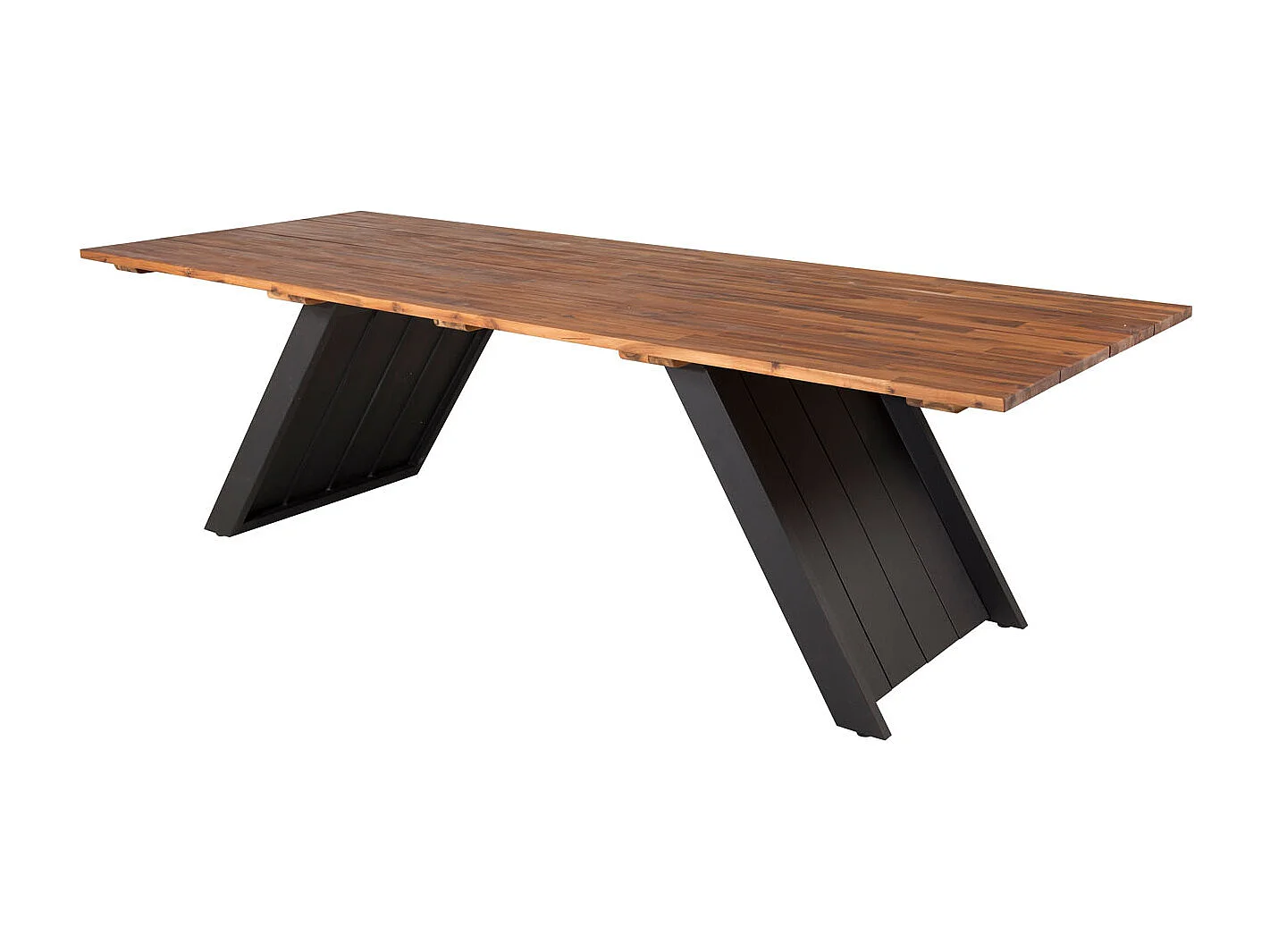 Doory Table de salle à manger, aspect teck huilé, noir.