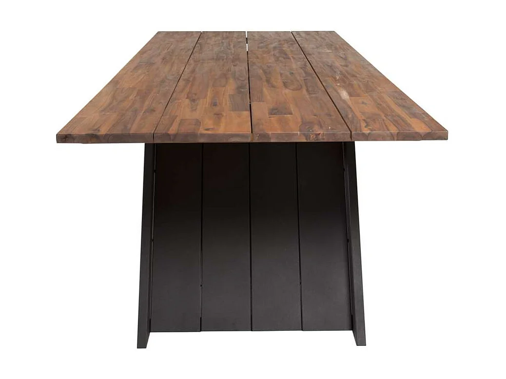 Doory Table de salle à manger, aspect teck huilé, noir.