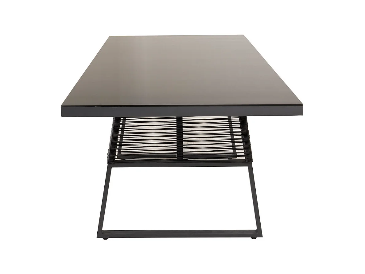 Table de Jardin en Verre "Dallas" 193cm Noir